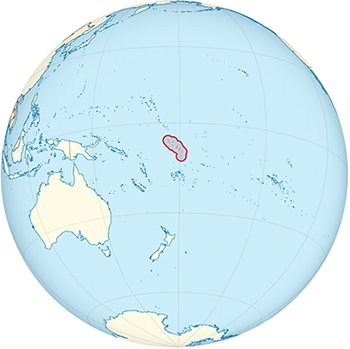 Illustration of where Tuvalu is located on a globe