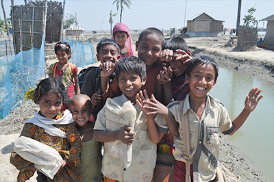 A group of children in Shyamnagar Upazila, Bangladesh