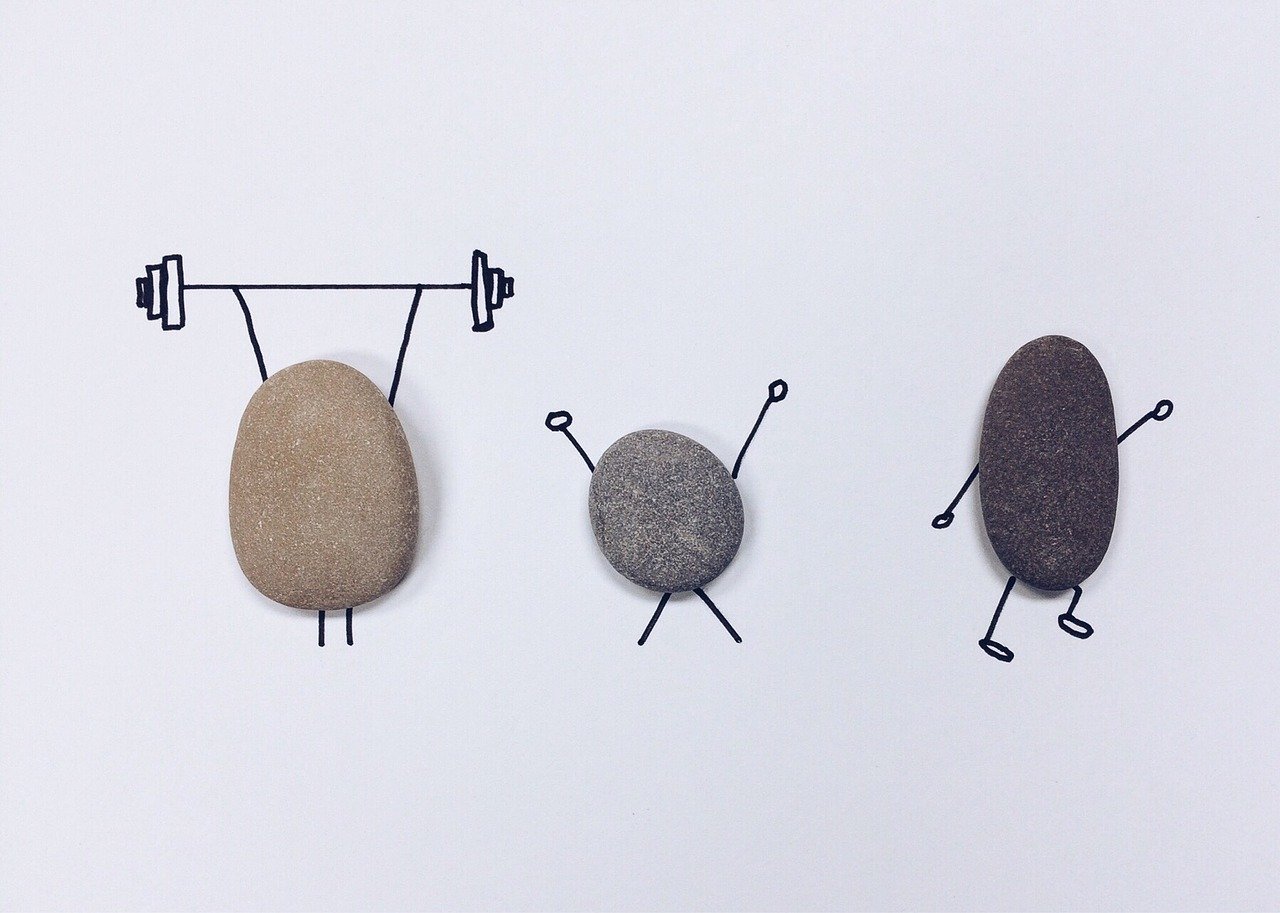 Fitness portrayed with rocks