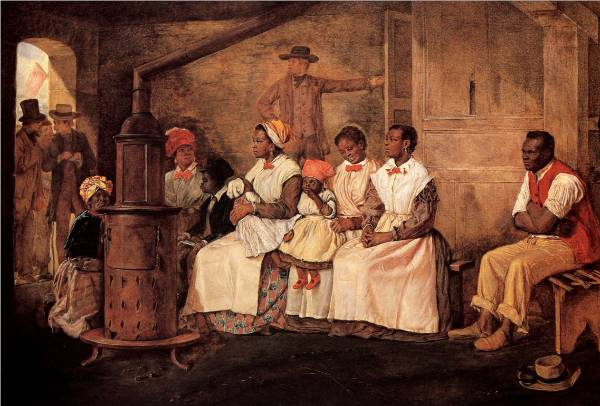 An illustration of a group of black slaves.