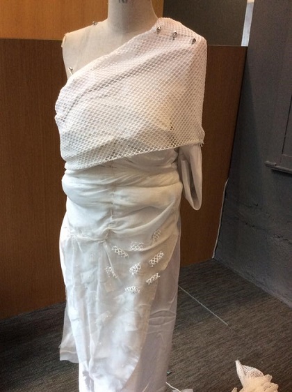 This is a photograph of a mannequin with a sari.