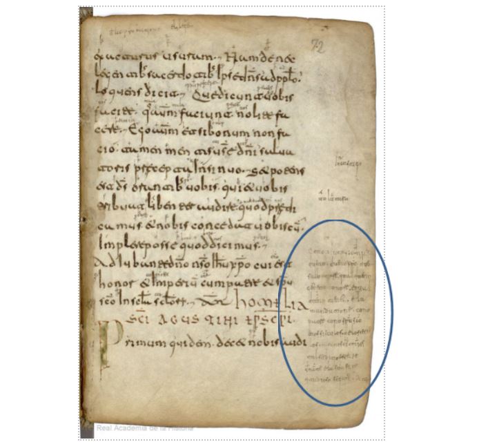 Glosa emilianense manuscript kept at the Real Academia de la Historia