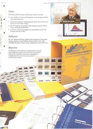 A page from the Renewable Energy Resource Pack for Tertiery Education 1994-95 