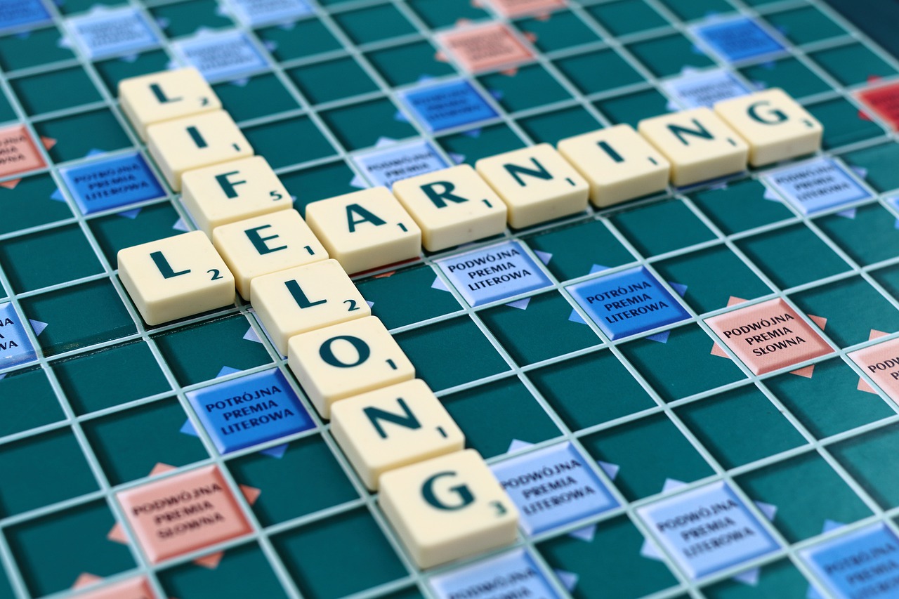 scrabble board spelling 'lifelong learning'