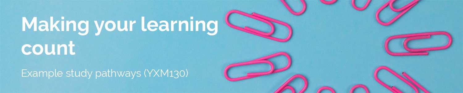 Banner for Making your learning count – Example study pathways (YXM130)
