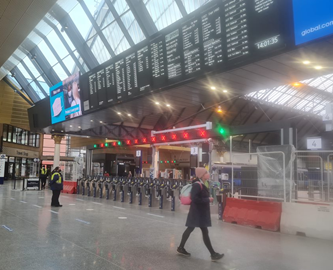 A quieter than usual concourse on a mid-week afternoon at 
Glasgow Queen Street Station, January 2021
