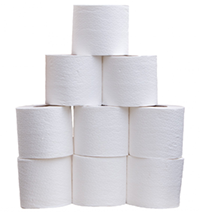A tower of toilet paper.