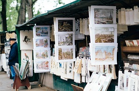 A row of market stalls.