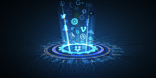 Three circles with social media icons appearing from the centre circle.