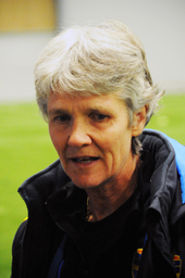 A photograph of Pia Sundhage.