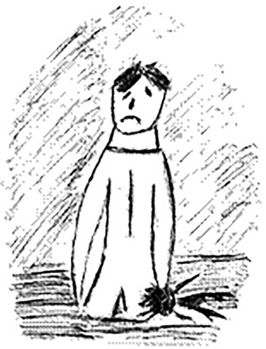 Logo to the Parents Against Injustice website: black and white sketch of a child holding a rag doll and looking sad