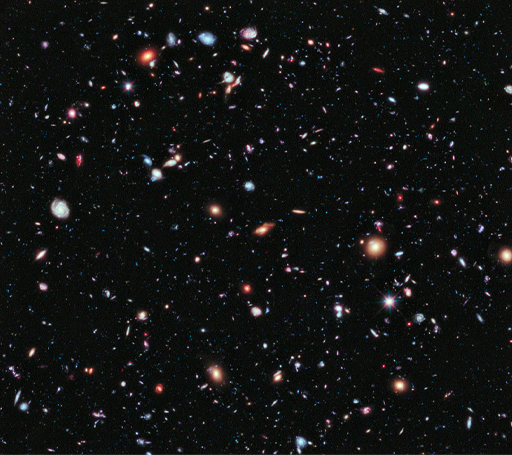 This shows the Extreme Deep Field – a composite photograph showing an area in the constellation of Fornax.