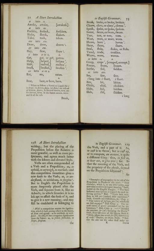 A sample page from the famous English grammar written by Robert Lowth