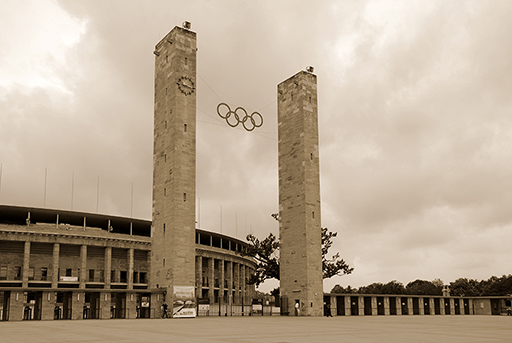 A photograph of the Berlin Olympic Stadium.