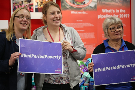 CWU members campaigning against period poverty