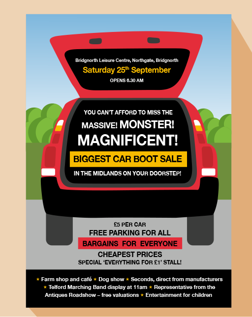 Advert for a car boot sale