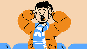 Man with hands on head and mouth open