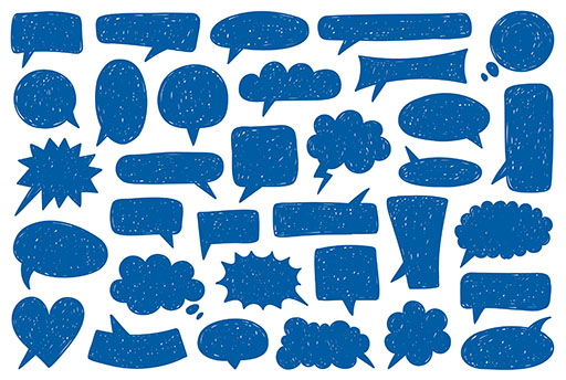 Different shaped blank speech bubbles.