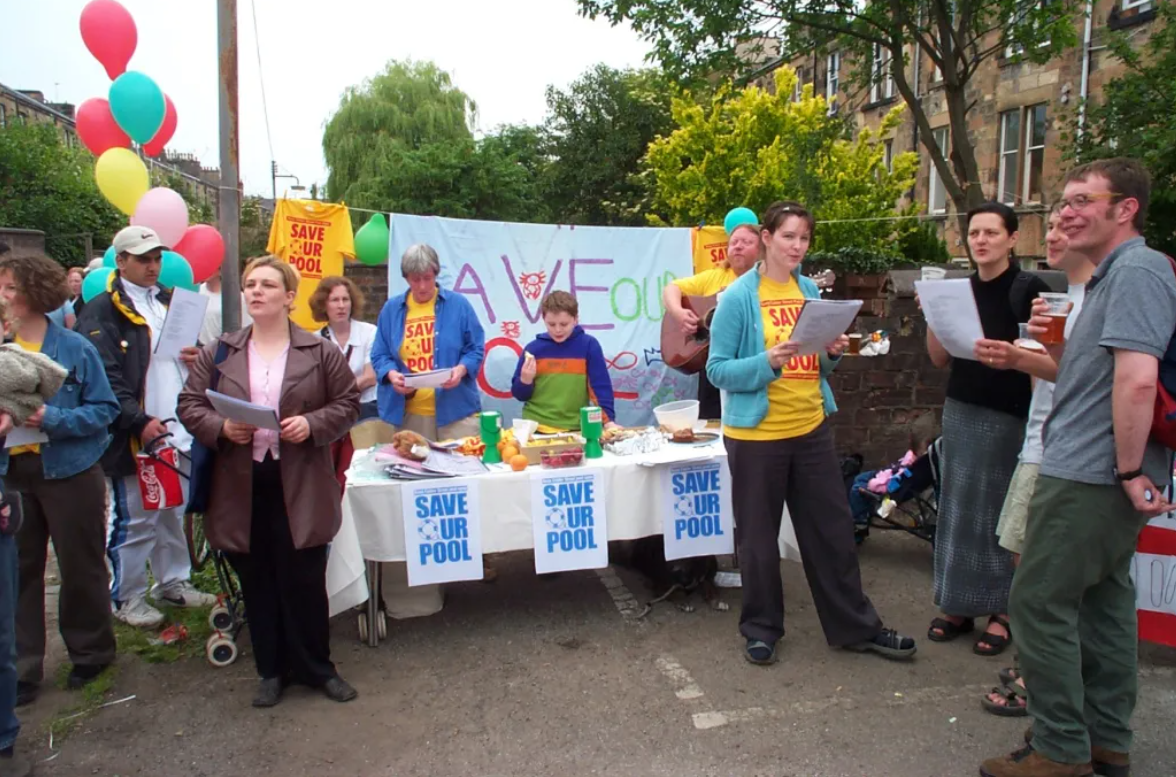 Save the Pool Activists Campaigning amidst the Tenements of Govanhill