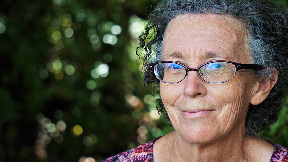 A close up shot of a woman.