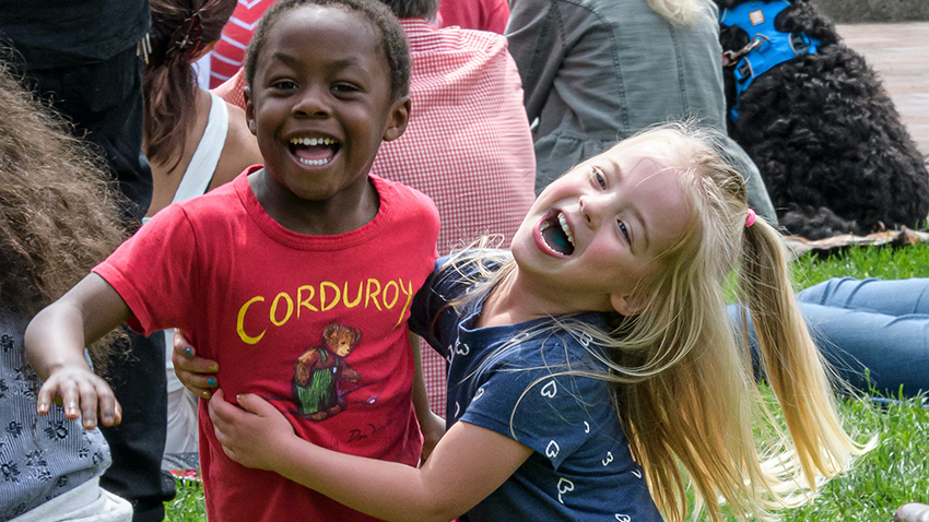 Two children playing together.