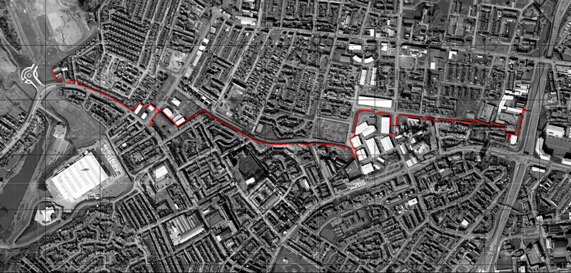 A bird’s eye image of the Shankill areas in West Belfast.