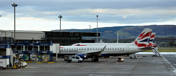 BA passenger jet on ground at Glasgow airport