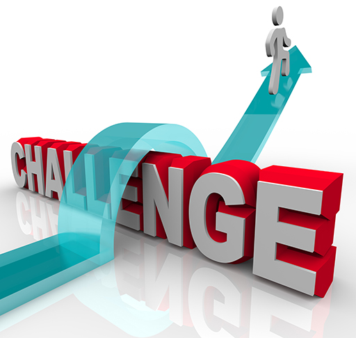 A graphic showing a character jumping over the word ‘Challenge’.
