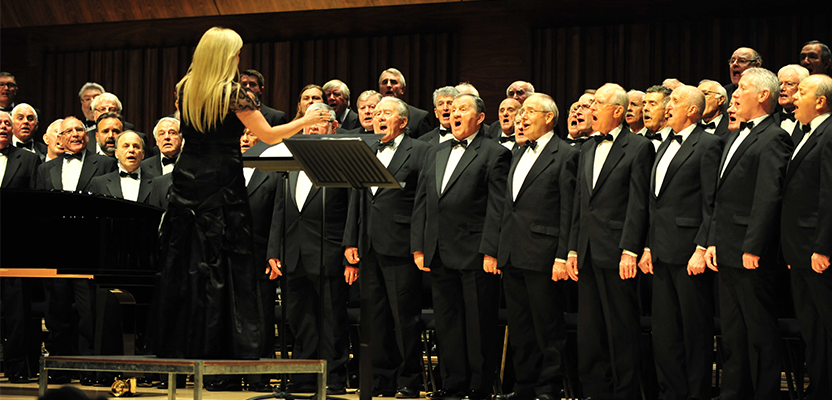 Photograph of Morriston Orpheus male voice choir performing at their Annual Gala Concert in 2016.
