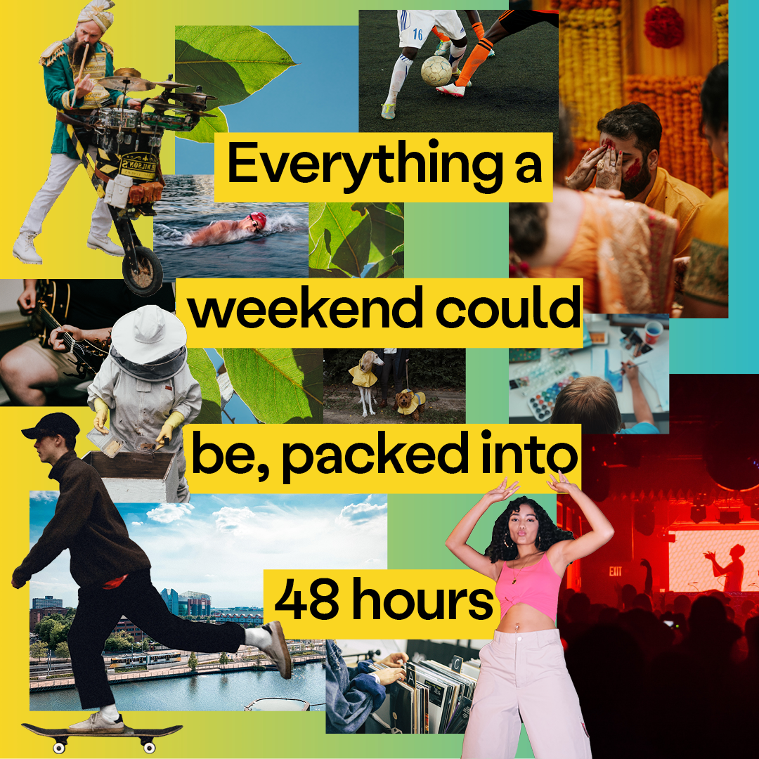 Image showing activities typically done in free time, outdoors, football, cycling, running, skateboarding etc