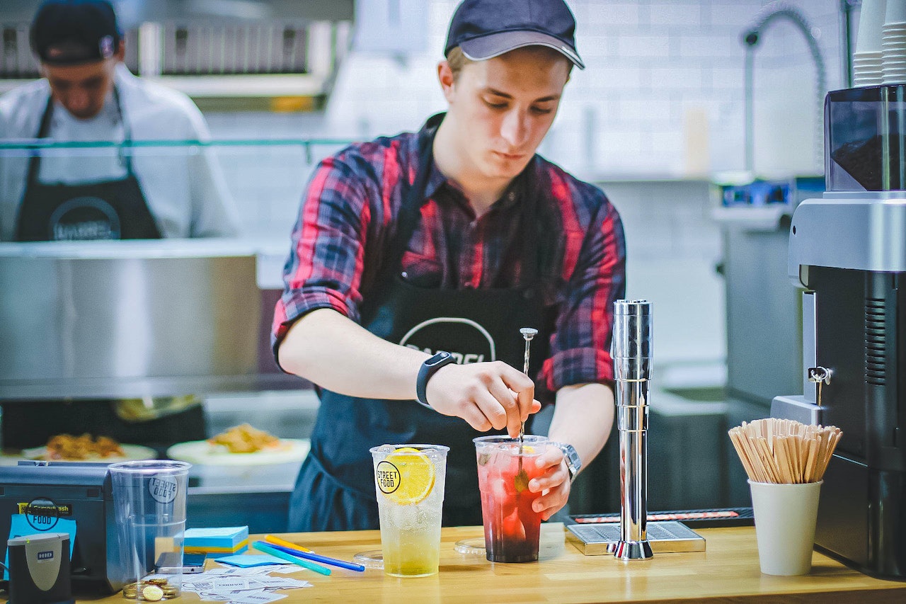 Student working behind the bar