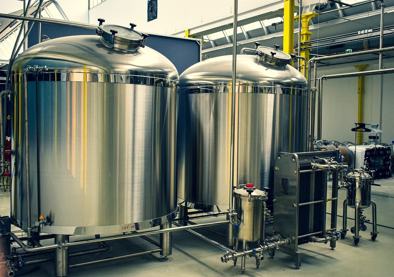 Large industrial-size fermentation vats, used for producing mycoprotein