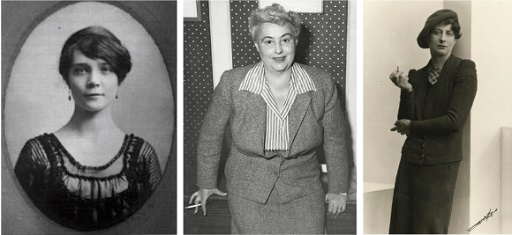 Three separate black-and-white images of (from left to right) Dorothy L. Sayers, Margery Allingham and Ngaio Marsh.