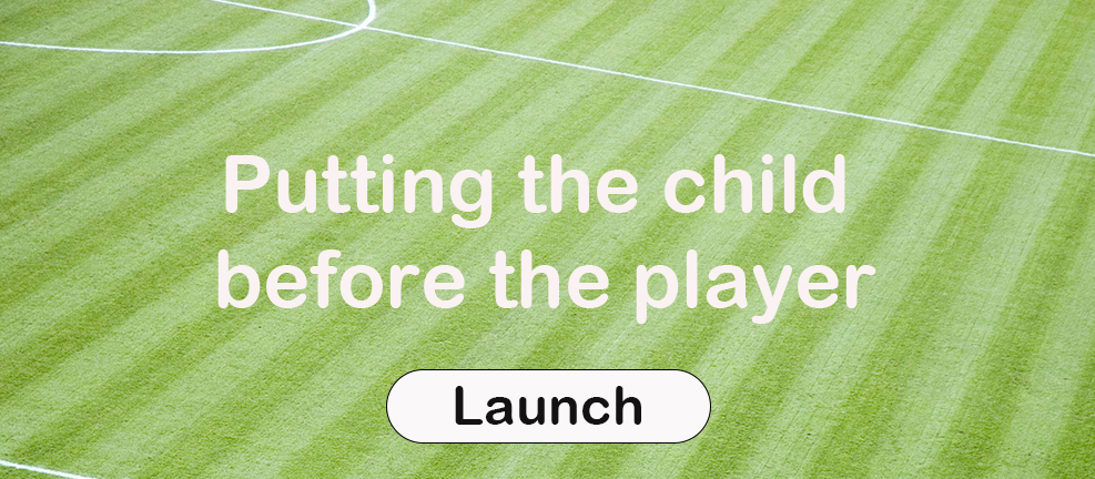 Football pitch with the text Putting the child before the player on it