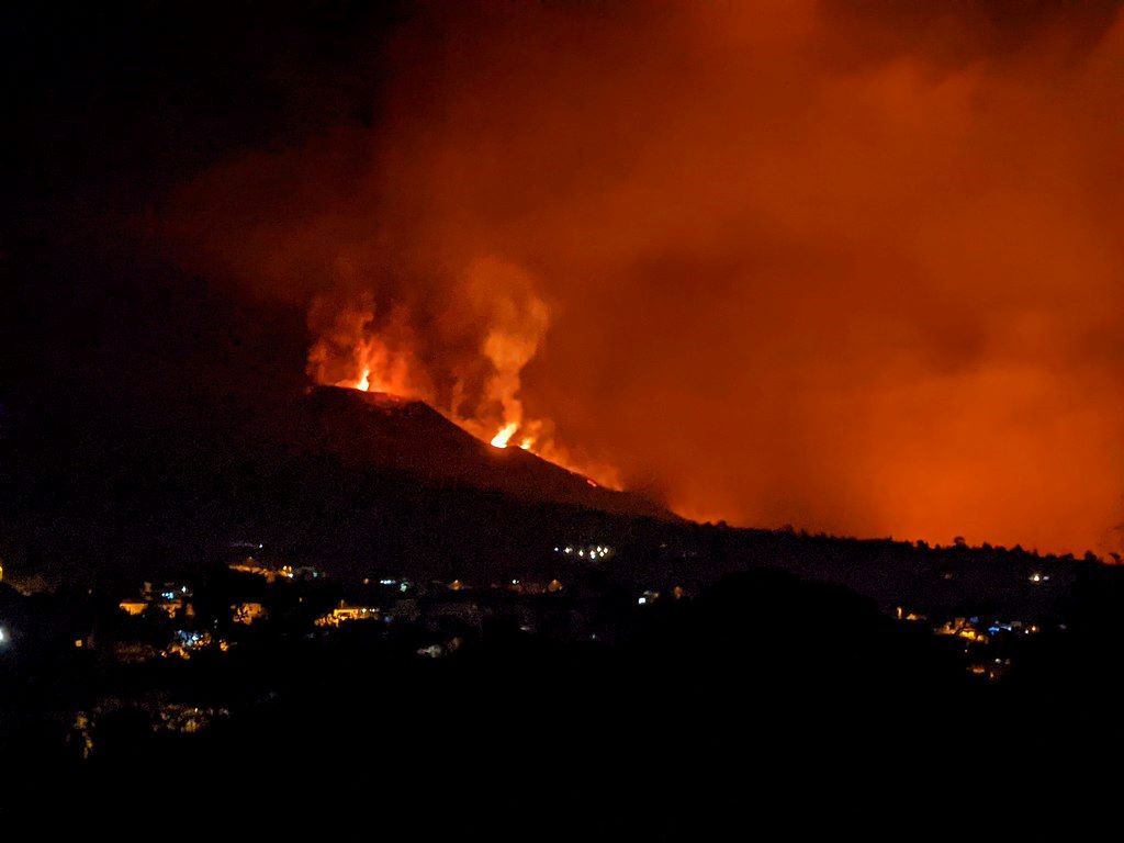 Cumbre Vieja, La Palma, Spain, erupting in 2021
