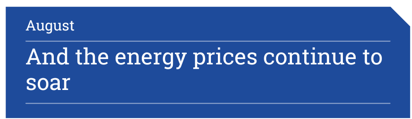 blue banner says and the energy prices continue to roar