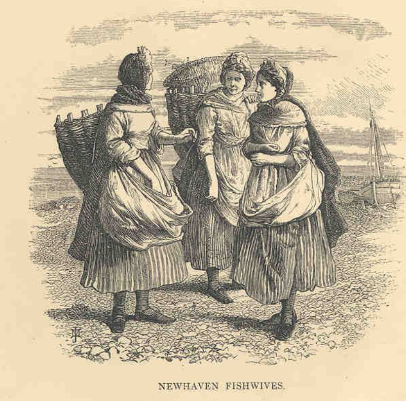 An old etching, circa 1873, of Fisherwives in Newhaven