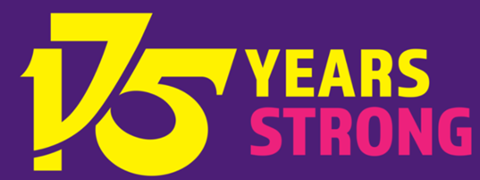 Banner in purple, yellow and red showing 175 years strong, the anniversary of the EIS