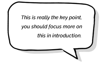 Speech bubbles showing examples of feedback comments
