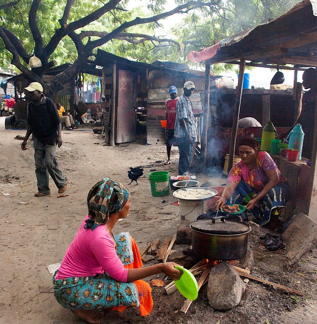 A food stall at a local food market in Tanzania