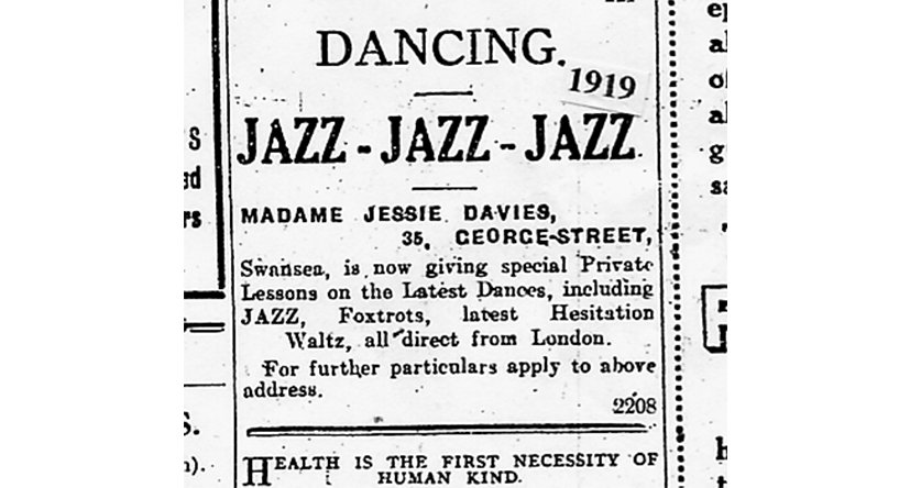 1919 newspaper advertisement for dance lessons