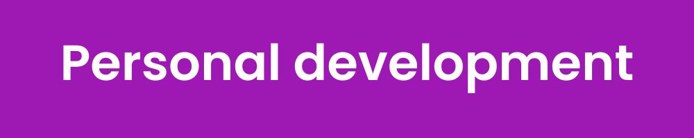 'personal development' written on a purple banner