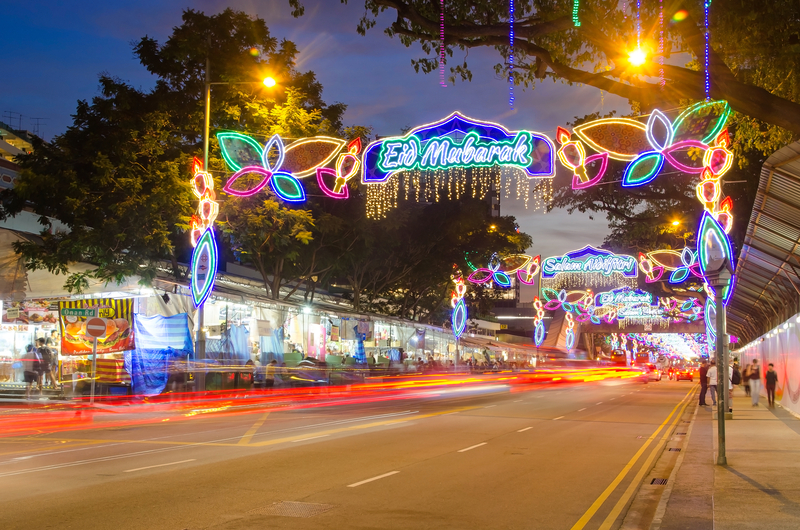 Singapore Geylang Serai Hari Raya Puasa Light-up. Hari Raya Puasa is internationally known as Eid al-Fitr.