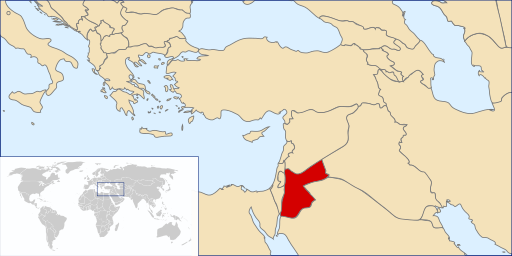 This is a map of the eastern Mediterranean Sea, showing the location of Jordan.