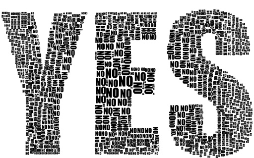 The word ‘Yes’ formed by lots of small ‘No’s.