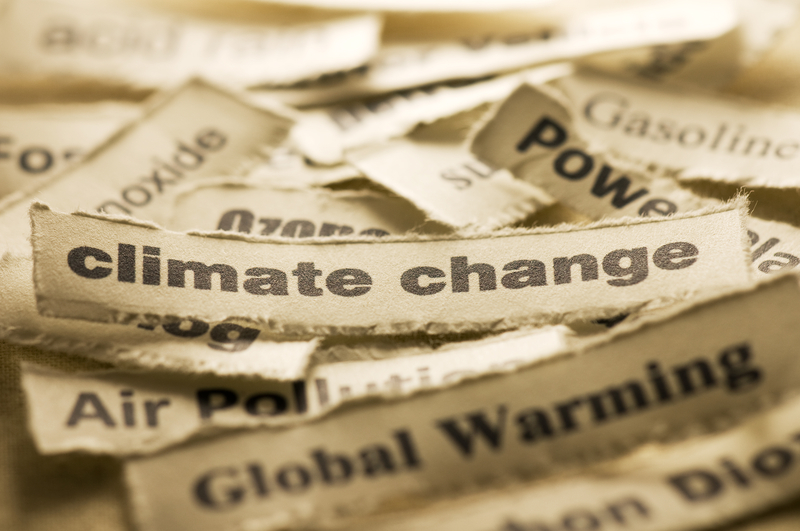 Newspaper headlines about climate change