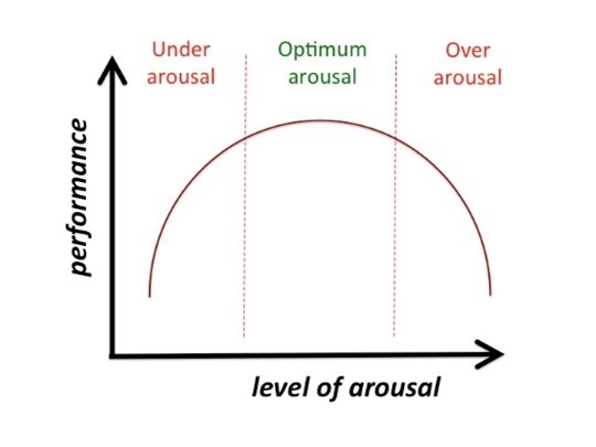 diagram: performance on the y axis and level of rousal on the x asis