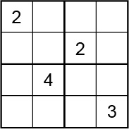 This shows a Sudoku puzzle with 16 squares arranged in a 4 x 4 grid.