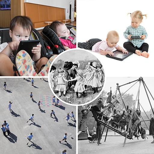 Five images of children taking part in different activities