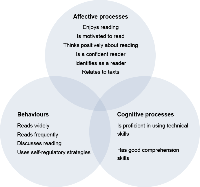 Figure 1: Top-level tripartite conceptualisation of what we mean by “reading”